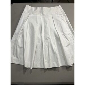 White A-line pleated Express Design Studio Size 4 Skirt 99% Cotton 1% Spandex